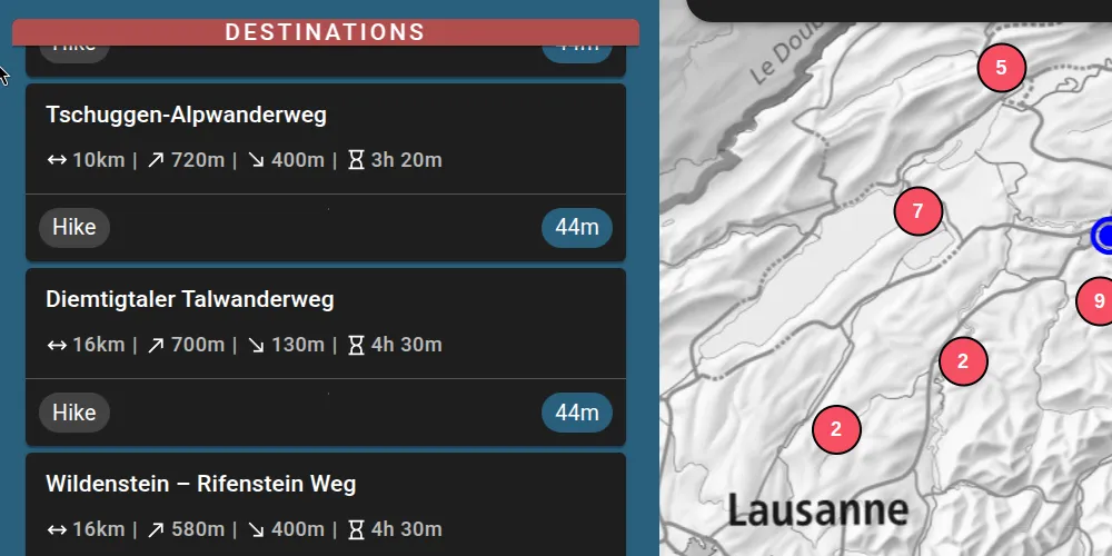 Discover destinations example